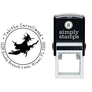 Witch Broom Return Address Stamp Body and Design