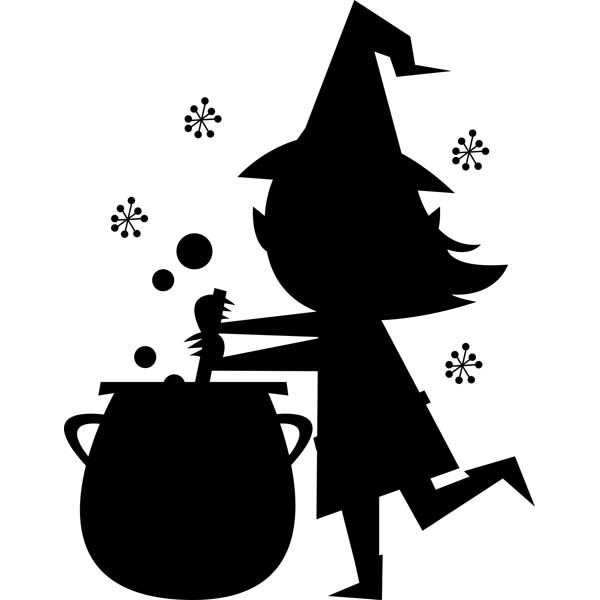 Witch and Cauldron Halloween 2" x 2" Craft Stamp