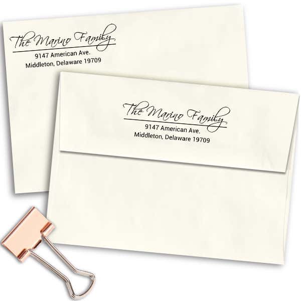 Marino Family Handwritten Address Stamp Imprint Example