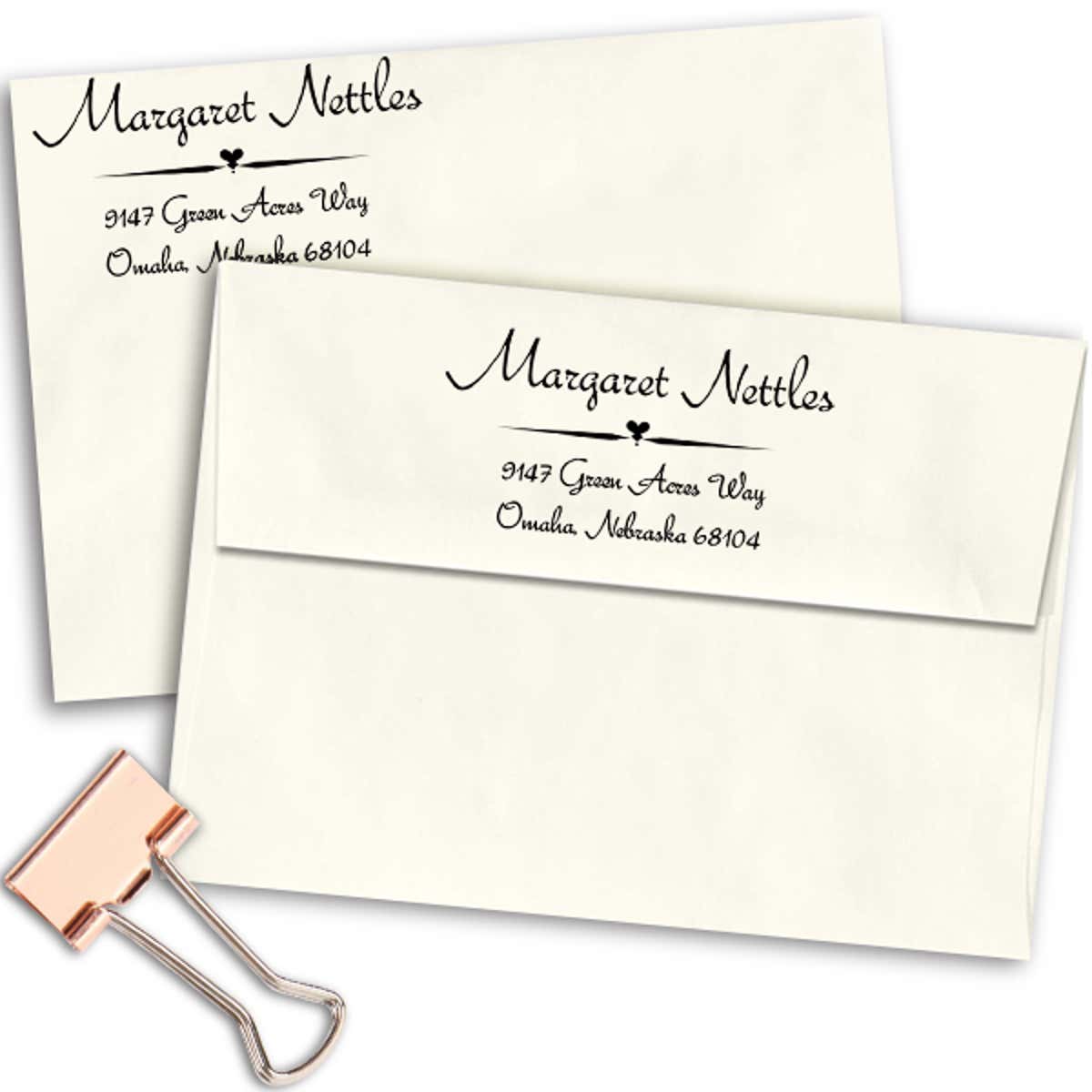 Nettles Deco Handwritten Address Stamp Imprint Example
