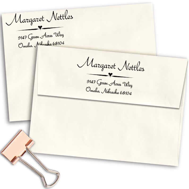 Nettles Deco Handwritten Address Stamp Imprint Example