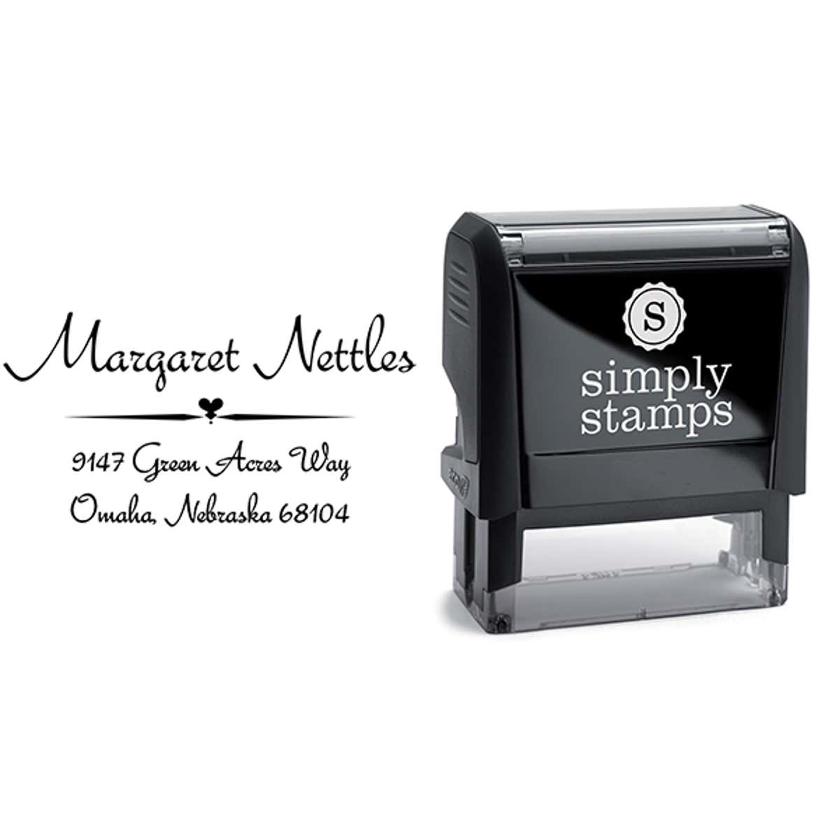 Nettles Deco Handwritten Address Stamp Body and Design