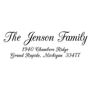 Jenson Family Handwritten Address Stamp Design on White