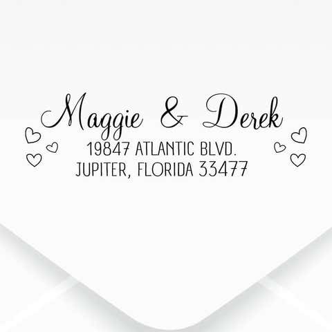 Couple Hearts Handwritten Address Stamp