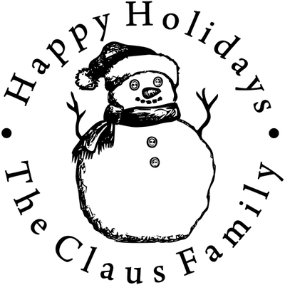 Happy Holidays Snowman Rubber Stamp
