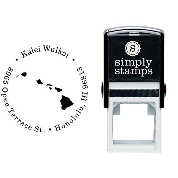 Hawaii Round Address Stamp Body and Design