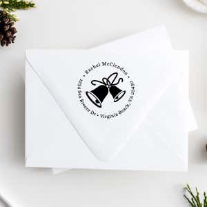 Double Bells Return Address Stamp Imprint Examples on Envelopes