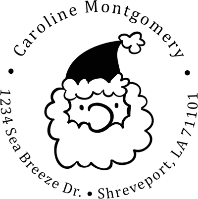 Bushy Beard Santa Custom Return Address Stamp
