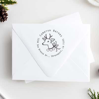 Vintage Reindeer Return Address Stamp - alternate view