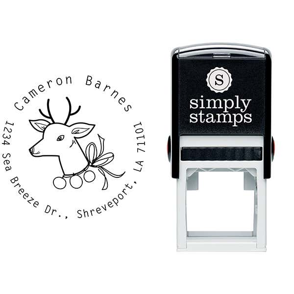 Vintage Reindeer Return Address Stamp Body and Imprint