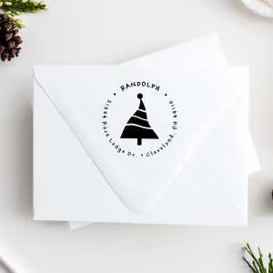 Dancing Christmas Tree Return Address Stamp Imprint Example