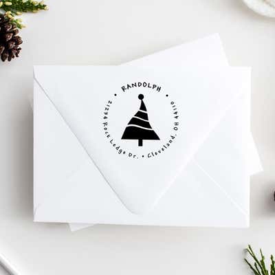 Dancing Christmas Tree Return Address Stamp - alternate view