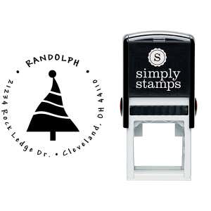 Dancing Christmas Tree Return Address Stamp Body and Design