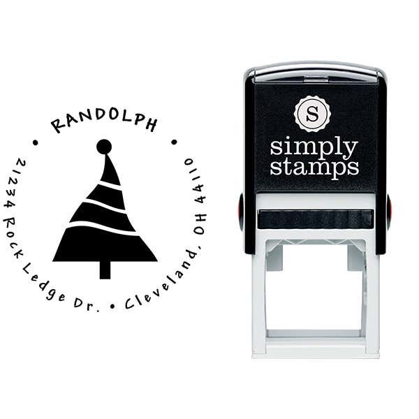 Dancing Christmas Tree Return Address Stamp Body and Design