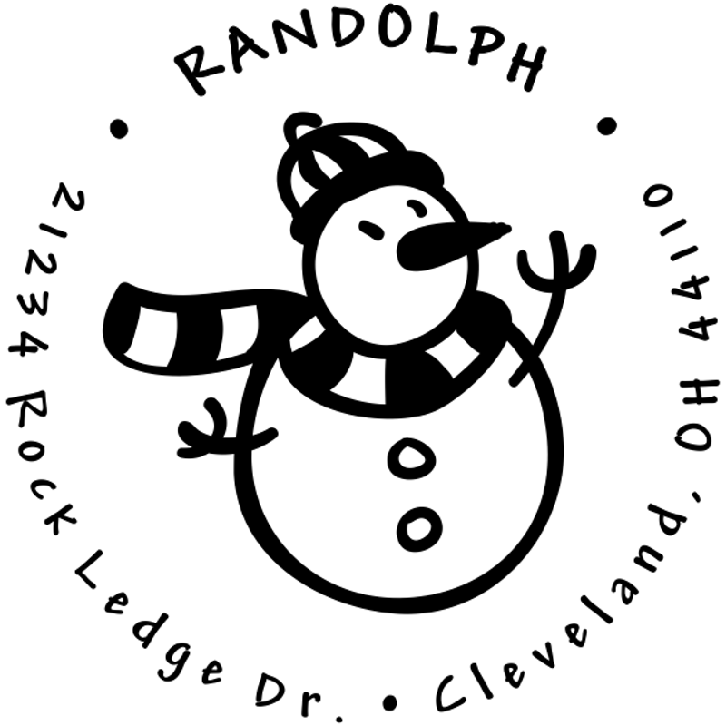 Cute Snowman With Scarf Custom Return Address Stamp