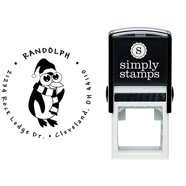 Big Eyed Penguin Return Address Stamp Body and Design