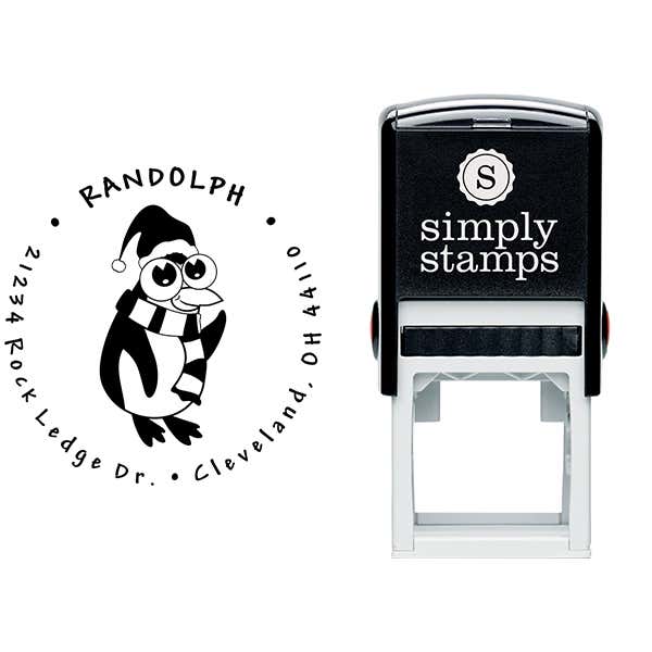 Big Eyed Penguin Return Address Stamp Body and Design