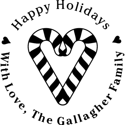Heart Candy Canes Holiday Stamp
