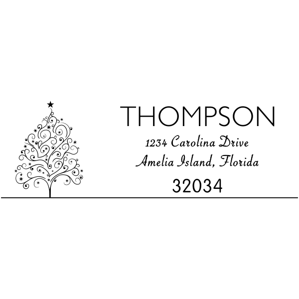 Curly Christmas Tree Address Stamper