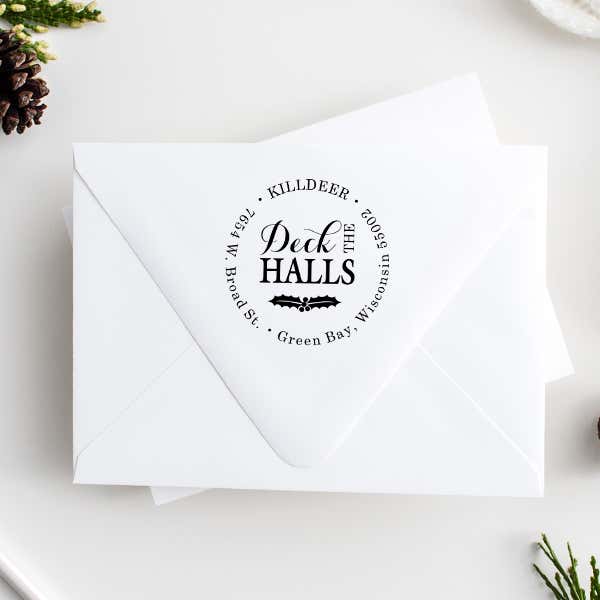 Deck the Halls Return Address Stamp Imprint Example