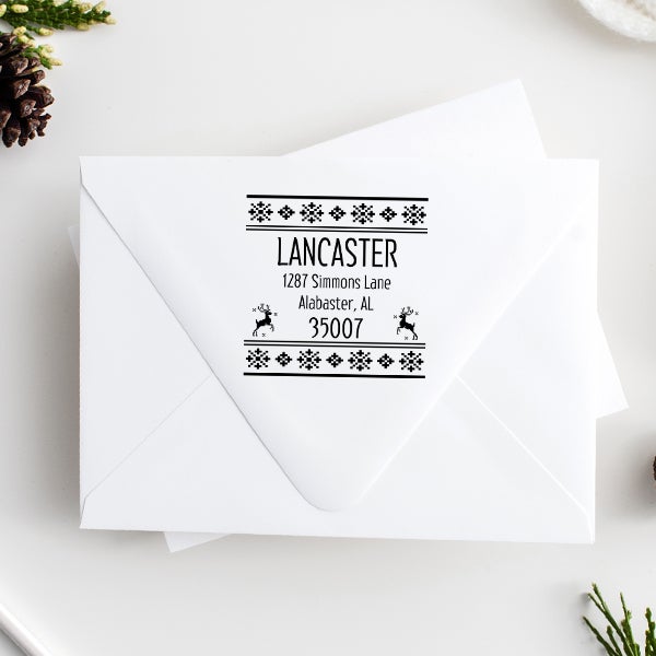 Designer Reindeer Return Address Stamp Imprint Example