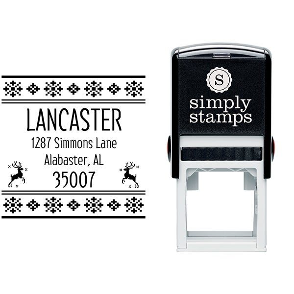 Designer Reindeer Return Address Stamp Body and Design