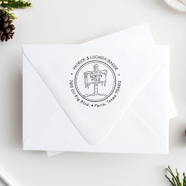 North Pole Return Address Stamp Imprint Example