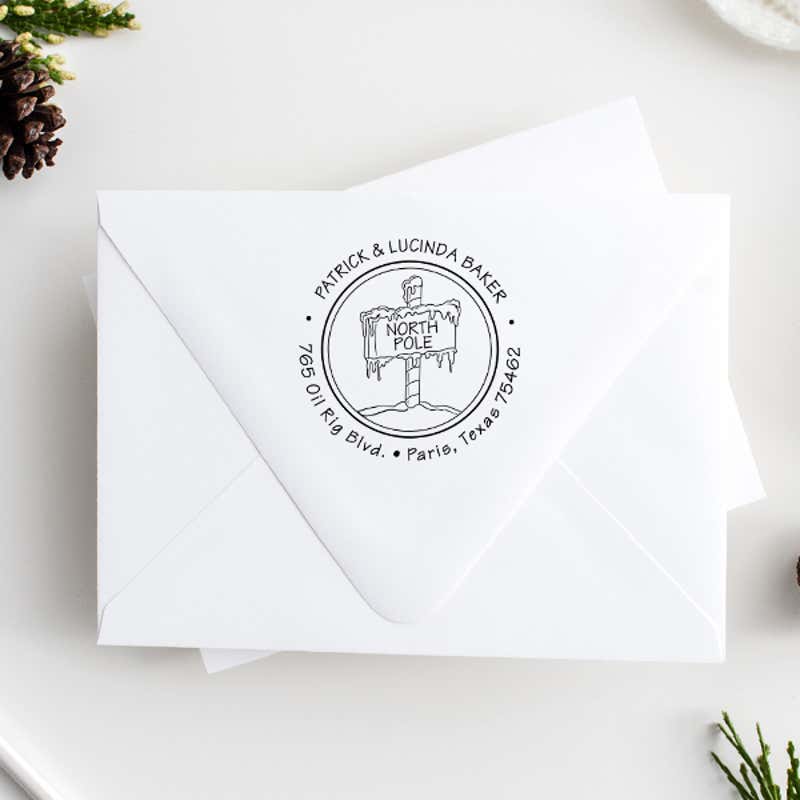North Pole Return Address Stamp Imprint Example
