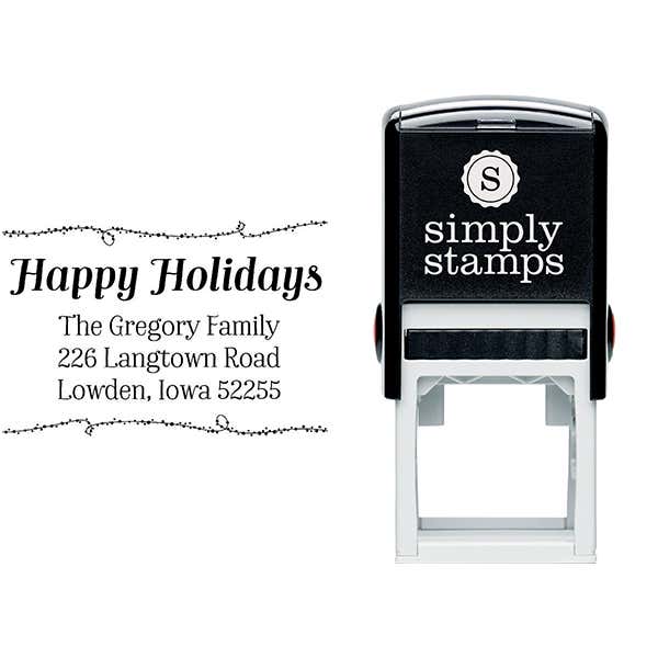 Happy Holidays Winter Lights Return Address Stamp Body and Design