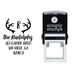 Antlers Festive Holiday Return Address Stamp Body and Design