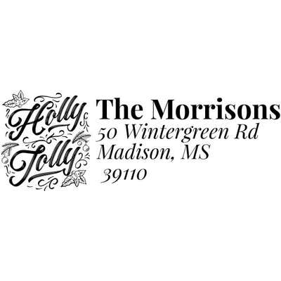 Holly Jolly Script Custom Holiday Address Stamp - alternate view