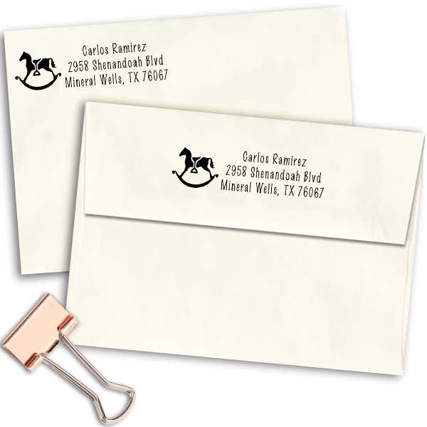 Rocking Horse with Stirrup Address Stamp Imprint Example