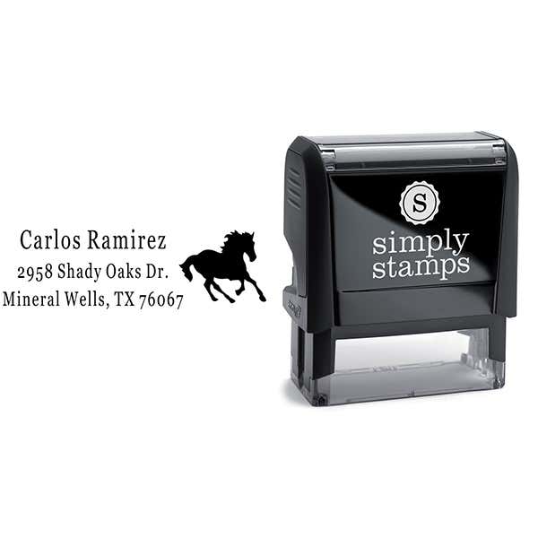 Running Mustang Return Address Stamp Body and Design