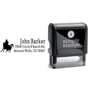 Roping Cowboy Address Stamp Body and Design