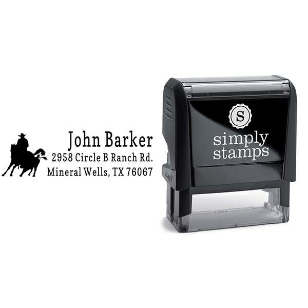 Roping Cowboy Address Stamp Body and Design