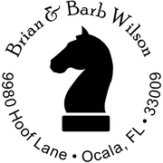 Chess Knight Round Address Stamp