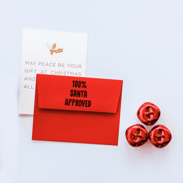 100% Santa Approved 1.5" Holiday Craft Stamp in Use