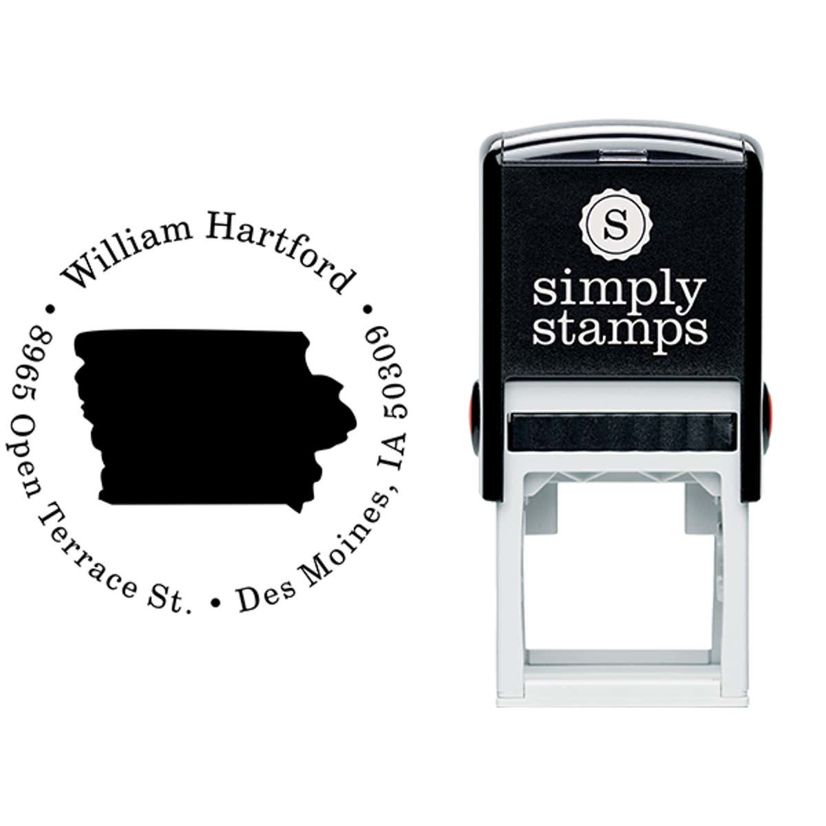 Iowa Round Address Stamp Body and Design