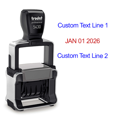 Trodat Professional Top and Bottom Line Custom Date Stamp - alternate view