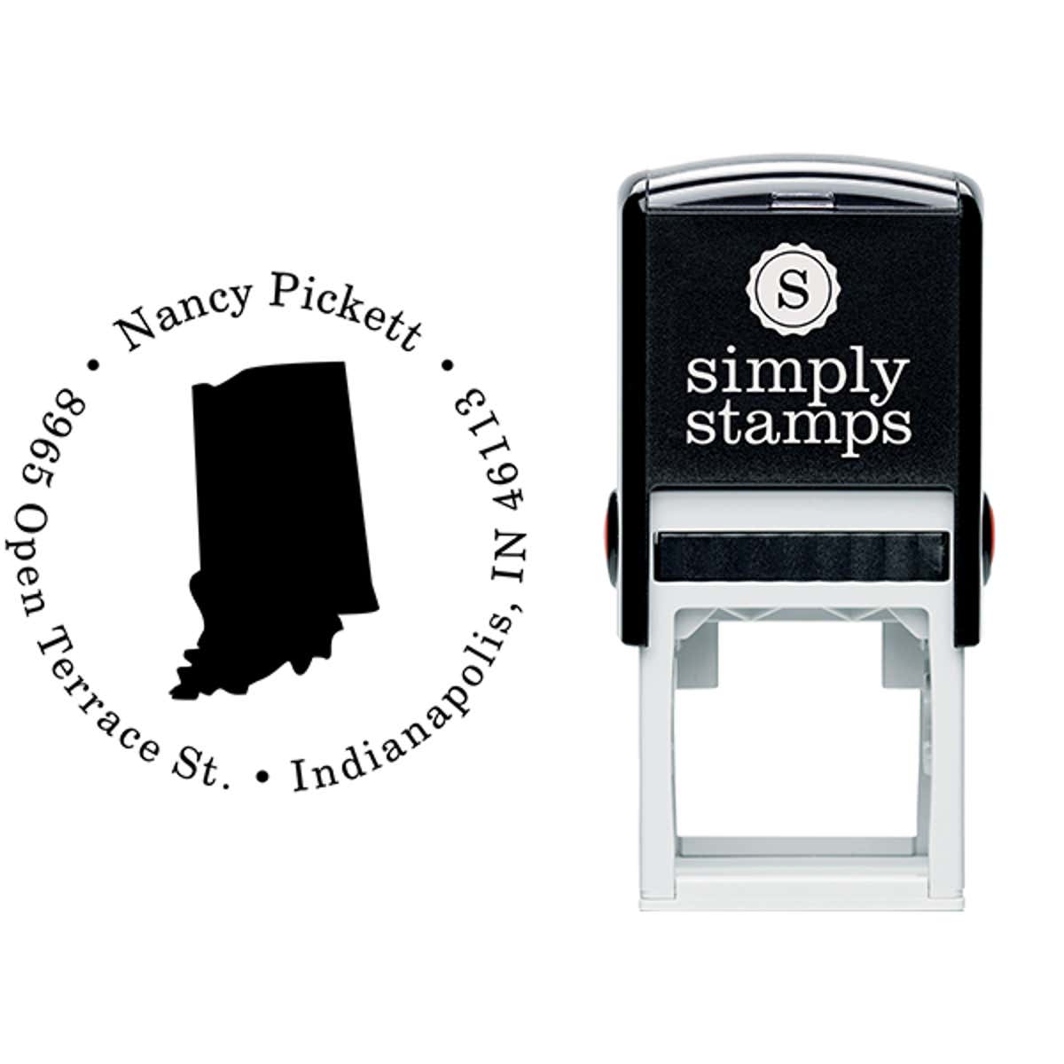 Indiana Round Address Stamp Body and Design