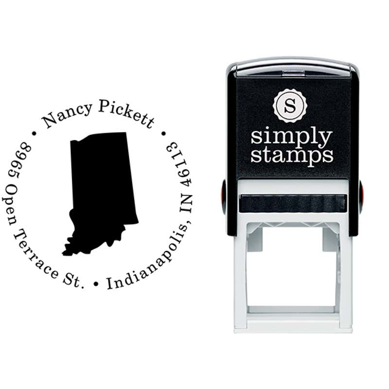 Indiana Round Address Stamp Body and Design