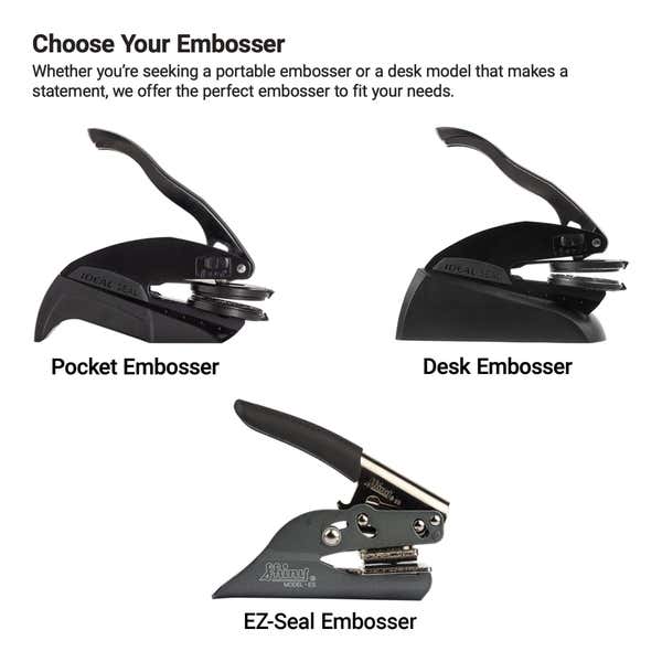 An infographic showing embosseer types