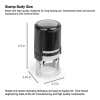 An infographic showing the dimensions of the self-inking stamp body