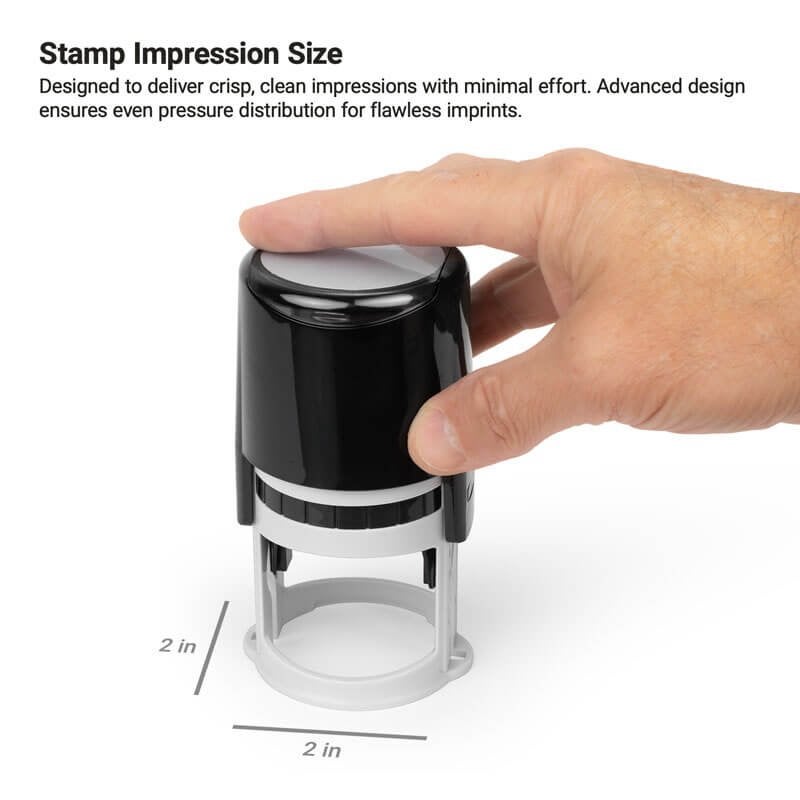 Infographic showing the stamp impression dimensions