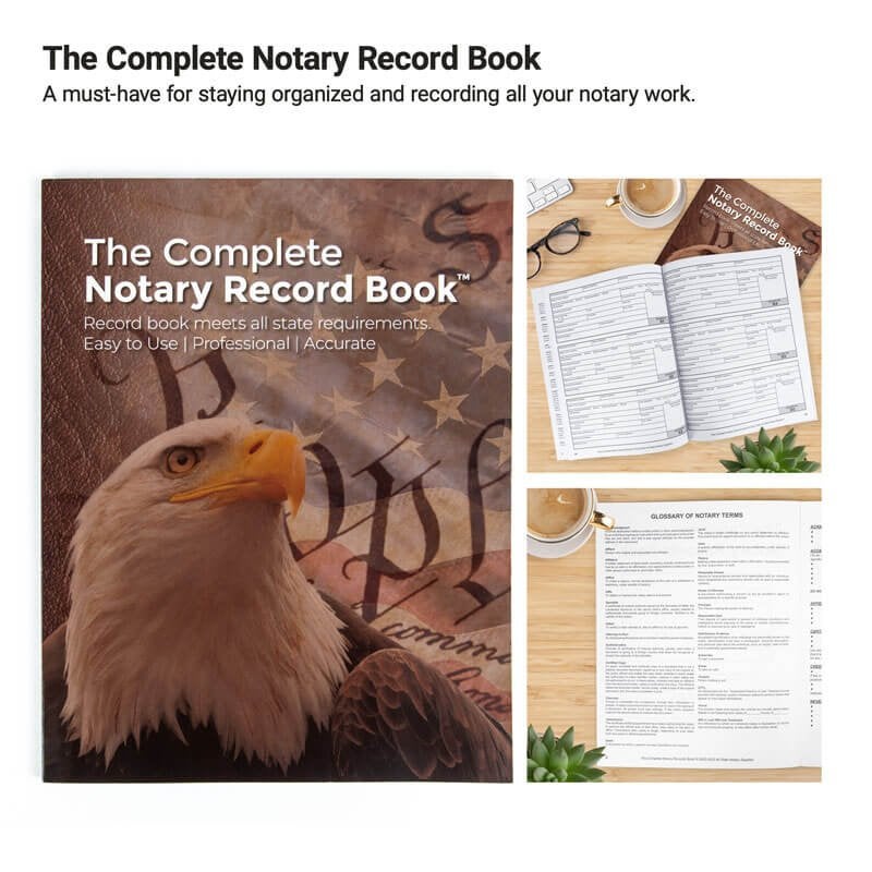 Complete Notary record book for documentation.