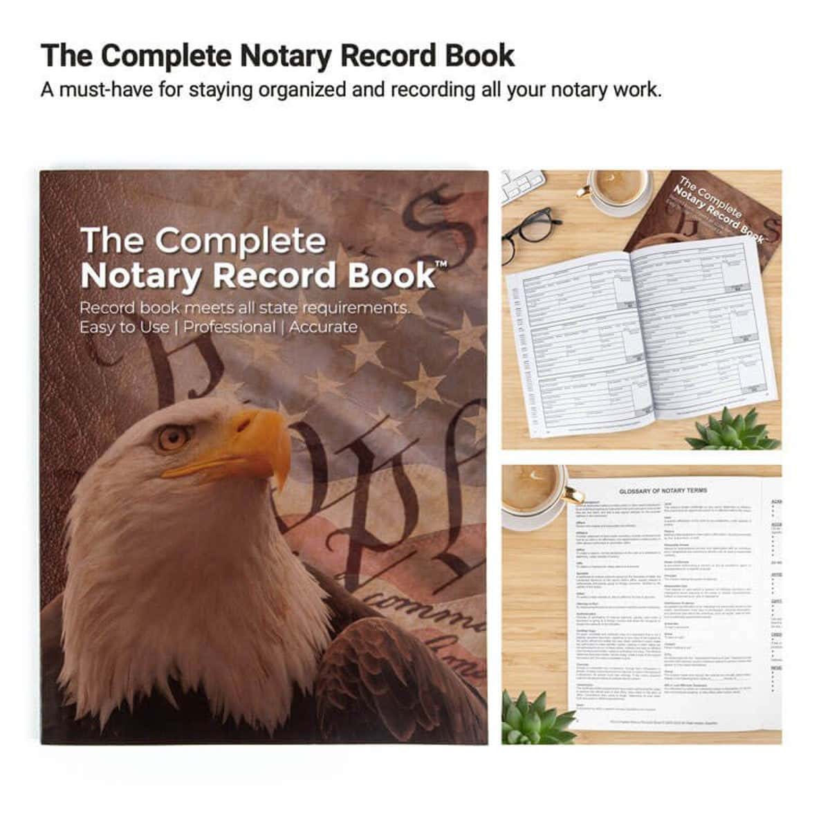 Complete Notary Record Book with organized entry pages. 