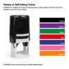 7 colors to choose from for your self-inking stamp.
