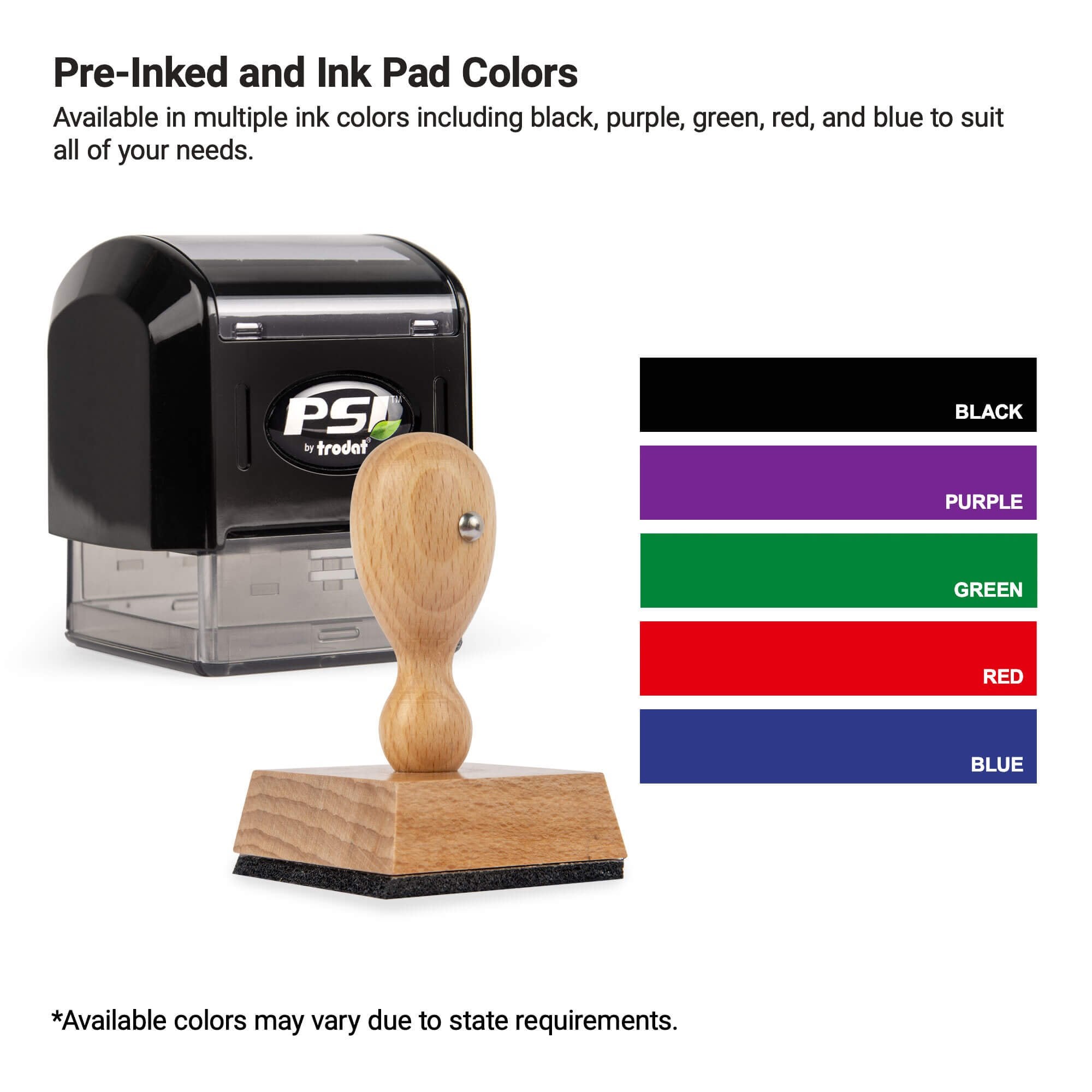 The pre-inked stamp ink color options