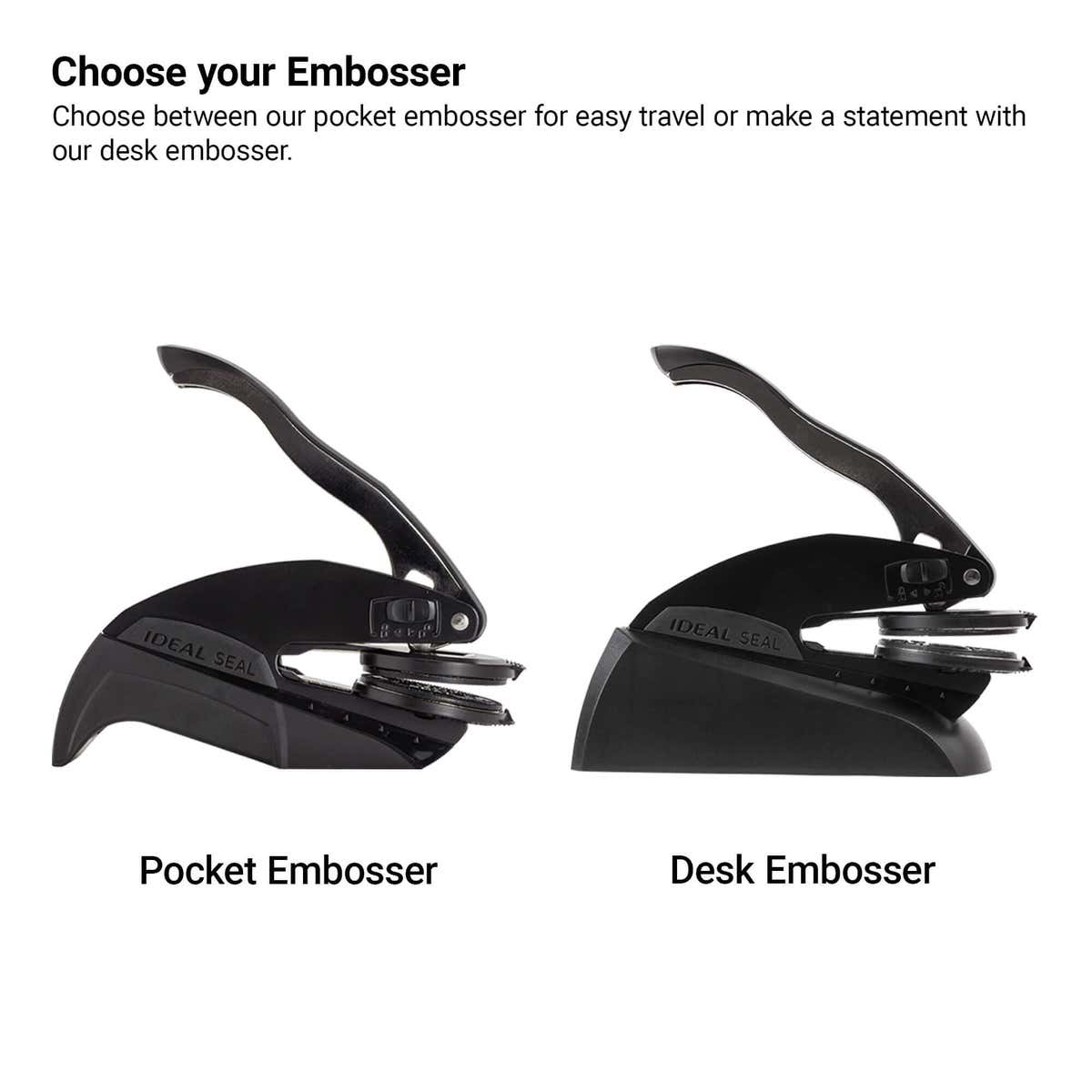 An infographic showing embosseer types