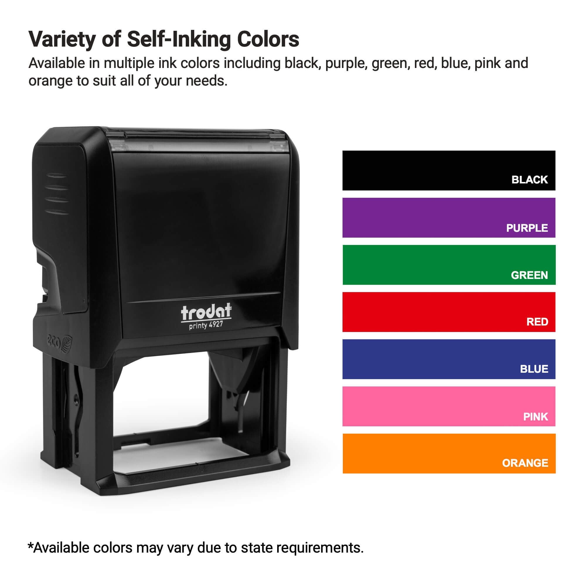 The self-inking stamp ink color options